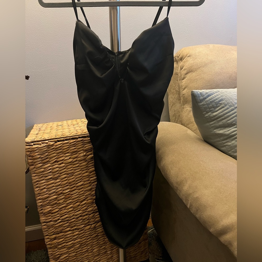 Black Satin Front Wire Dress